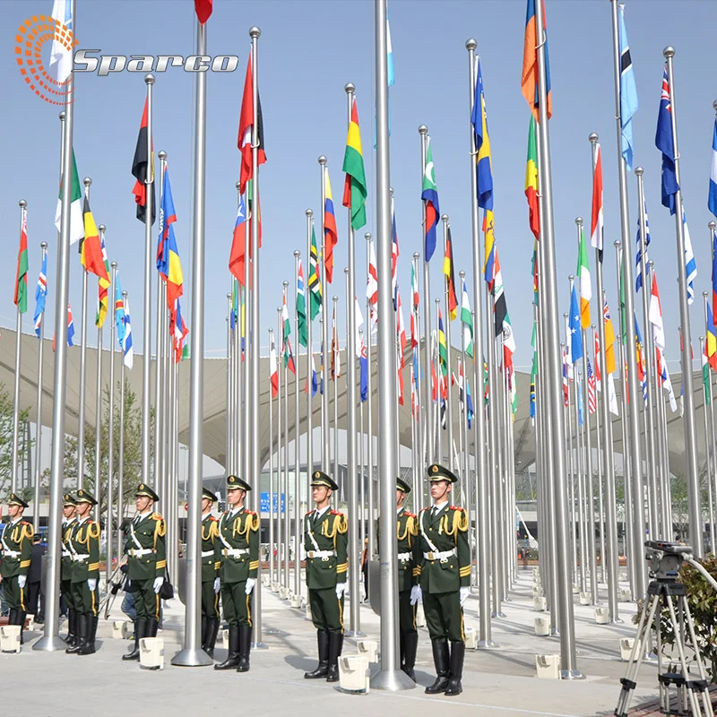 Sparco 6-100M Aluminum/Stainless Steel Flag Pole Outdoor Conical Stainless Steel Automatic Motorized Flag Pole Foundation Design