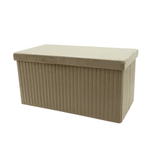 Folding Cube Home Velvet Fabric Beige Footstool Ottoman Storage Box Seat Bench