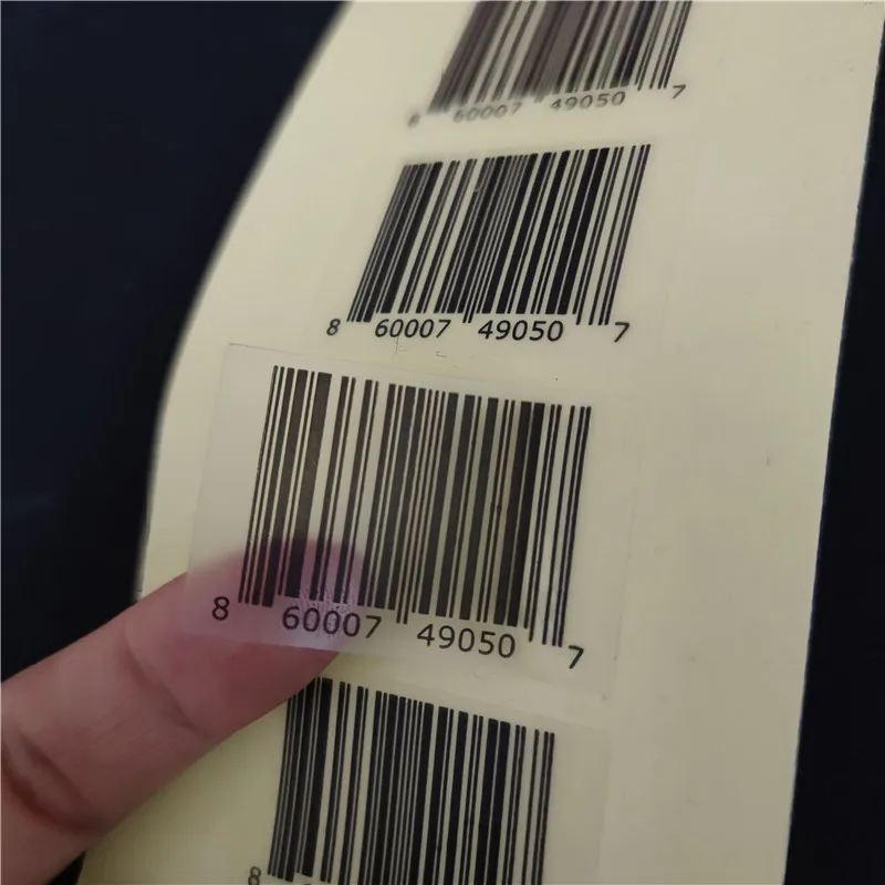 Customized Size 1d Transparent clear Black Product Barcode Sticker Paper Barcode Labels in Roll in Sheet