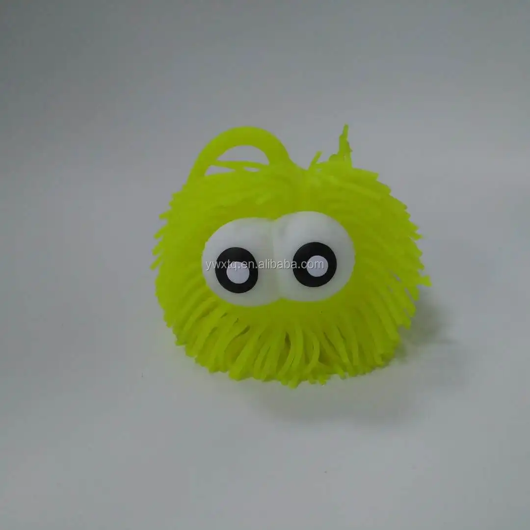 Kehui Factory CustomLED Flashing Puffer Ball Monster Puffer Ball Soft Hairy Yoyo Puffer Ball With Eyes