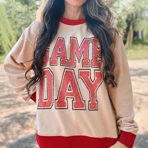 Hot-Selling Autumn New Round-Neck Anti-Pilling Polyester/Cotton Gameday Sweatshirt Women European