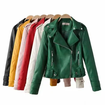Chaqueta De Cuero Mujer High Quality Breathable Plain Long Sleeve Zip Up Wind Warm Ladies Faux Leather Jackets