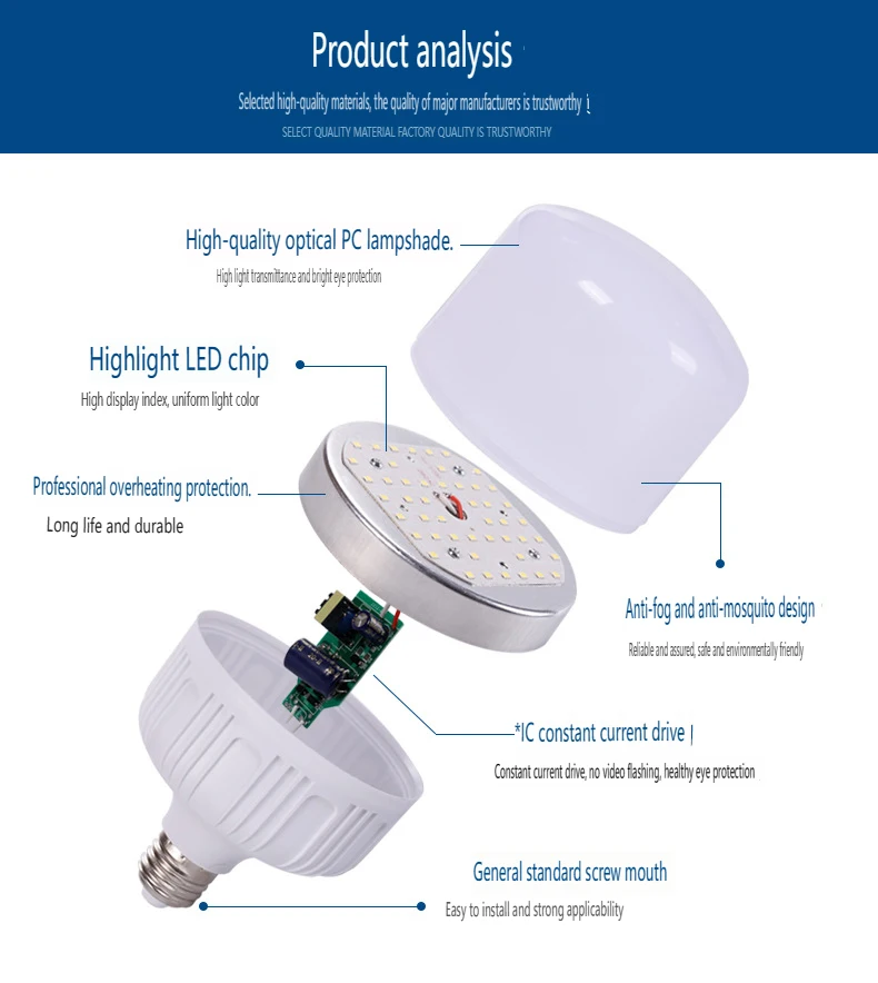 High-bright Super Bright 30W LED Lamp T-bulb B22 E27 with Remote Control AC Power Supply CE/ROHS Certification Residential Use