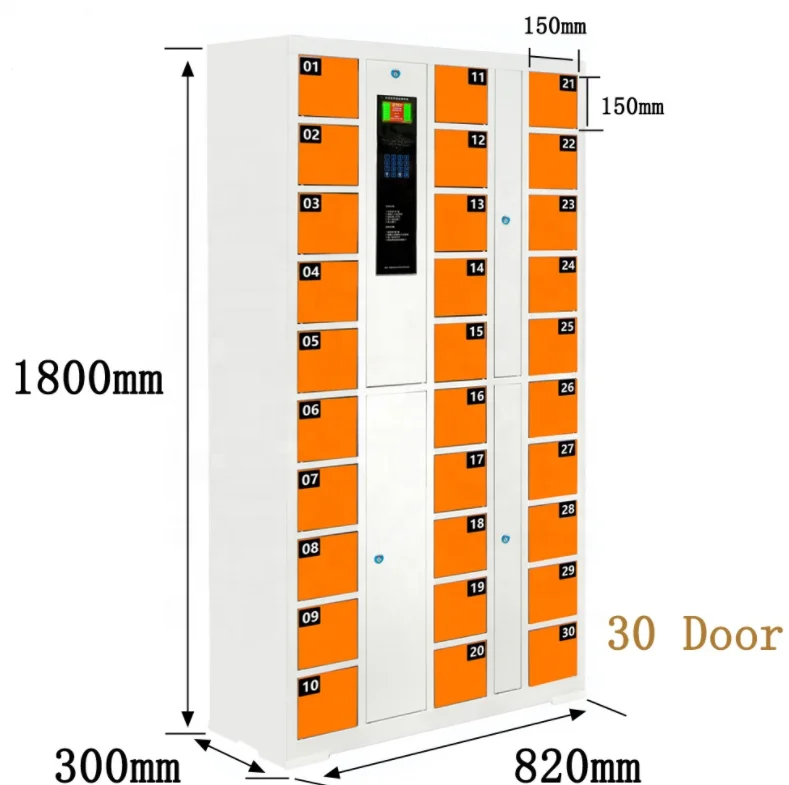 30 Door Locker Cell Phone Charging Locker Coin Operated Cell Phone