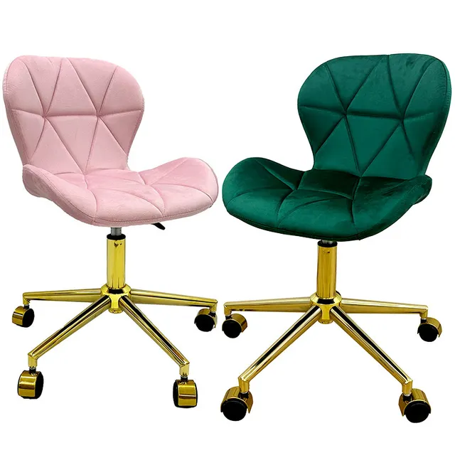 comfortable nordic style beauty Home Office Computer Lifting Study work coffee gold metal leg swivel velvet vanity makeup chair