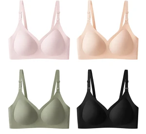 New Design Wireless Seamless Breathable Maternity Breastfeeding Bras One Hand Open for Daily Night Use Pregnant Lactating Women