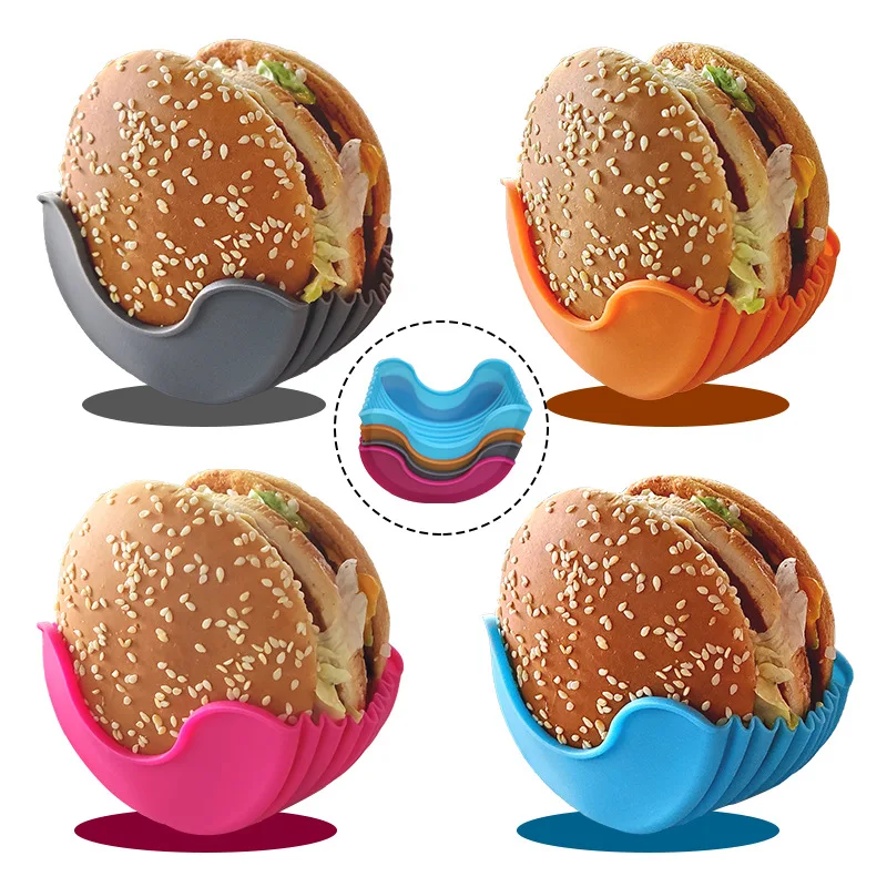 HNLHAKER Original Burger Holder,Burger Buddy Fixed Box Extensible and Adjustable Burger Rack Reusable Suitable for Burger Lovers Adults and Children Silicone Rack,A 