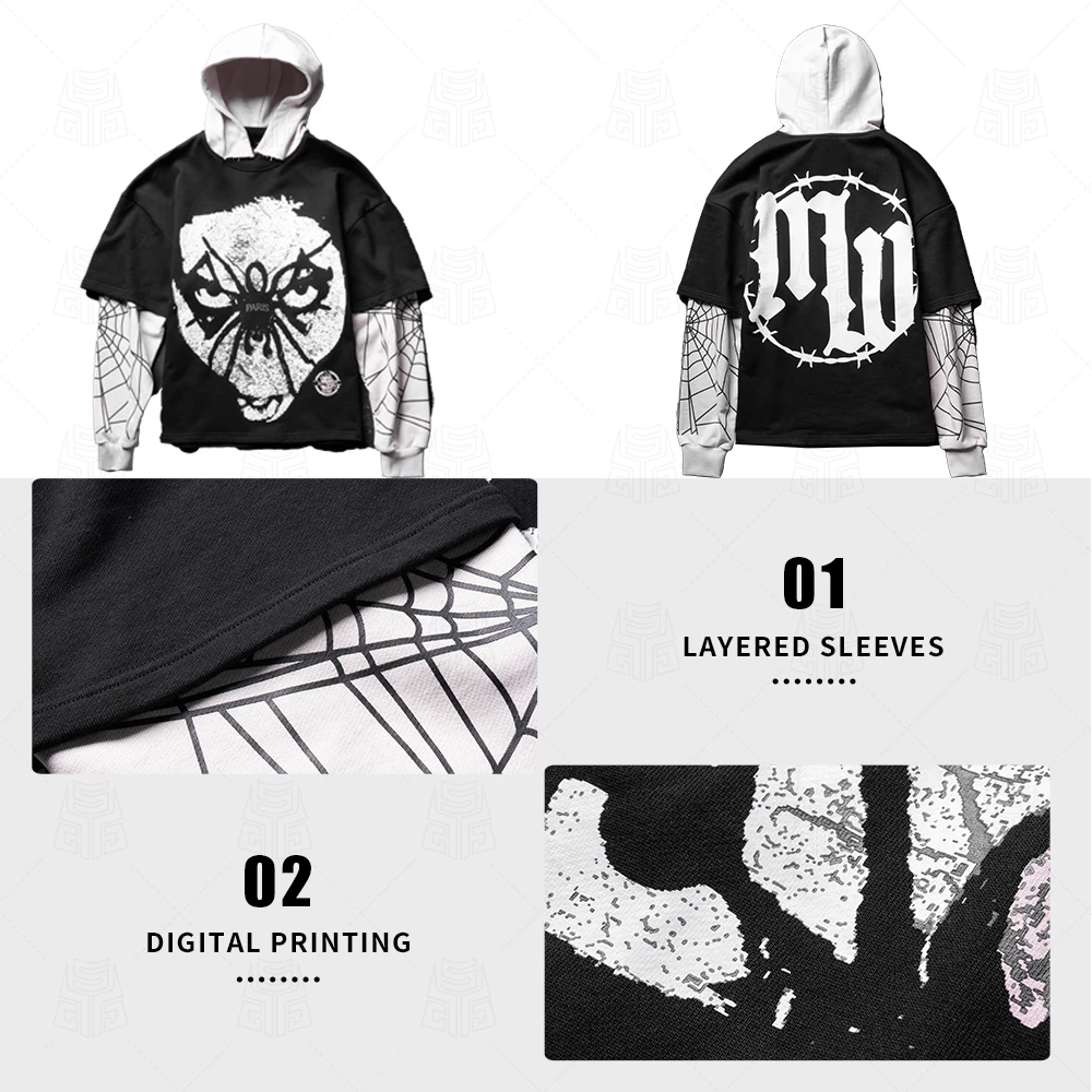 product mens hoodies cotton washed screen printing patchwork long sleeve hooded pullover oversize distressed designer hoodie for men-4