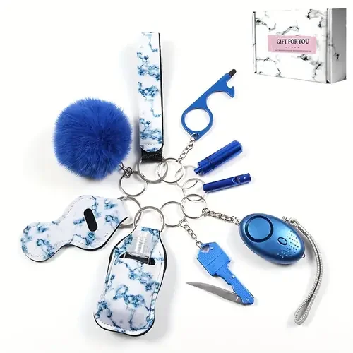 9 Pcs Gift Packaging Safety Keychain Full Set For Women Safety Keychain