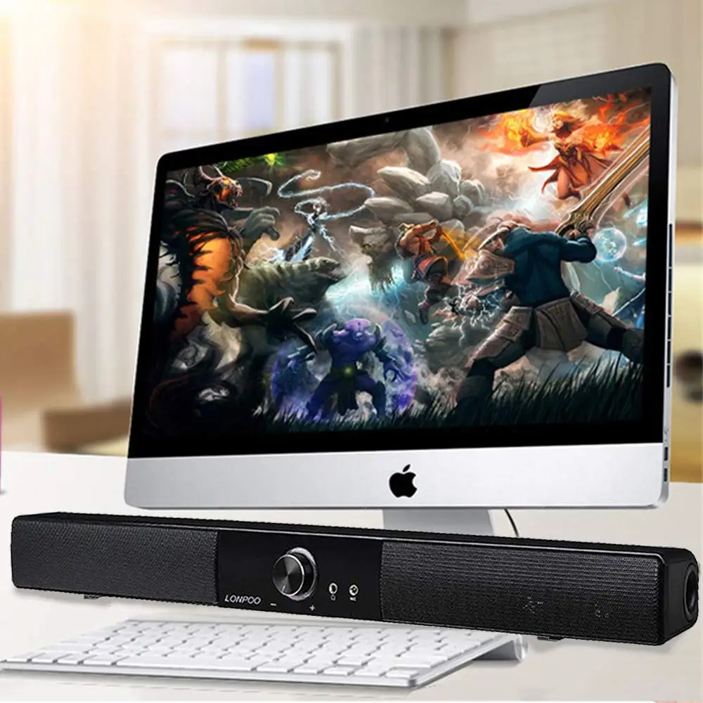 Best 500mm Small Wireless Soundbar with RGB LED Lighting Stock Speaker for TV Computer Mobile Phone