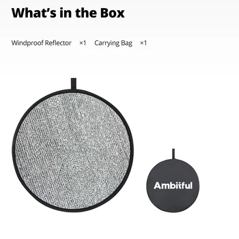 Ambitful Silver Reflector 60cm 80cm110cm Collapsible Windproof Round Reflector Diffuser for Studio Photo Video Live Recording product image