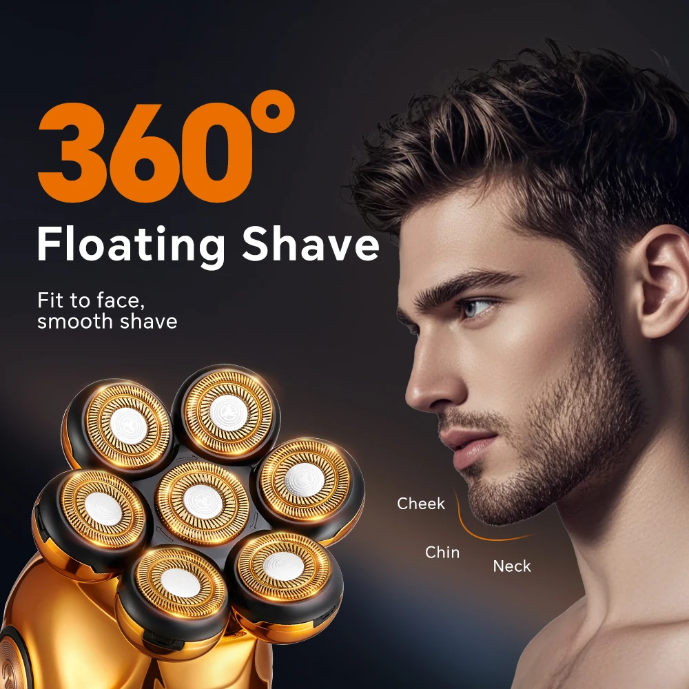 Rechargeable Seven Blade Electric Shaver Set USB Powered Bald Hair Clipper Razor Trimmer for Beards for Household and RV Use details