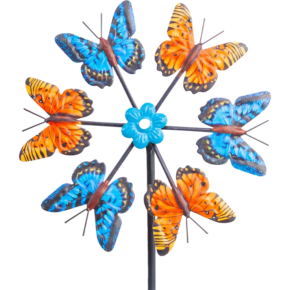 Outdoor Metal Windmill Kinetic Windmills Catchers Butterfly Wind Spinner Stake