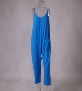 High Quality LNSK Salopettes V-neck Strap Casual Pocket Loose Women's Jumpsuit