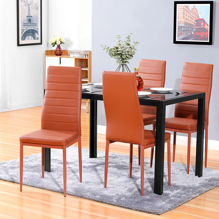 Cheap Modern Seater Black Tempered Glass Dining Table Set for Home Dining  Room Use