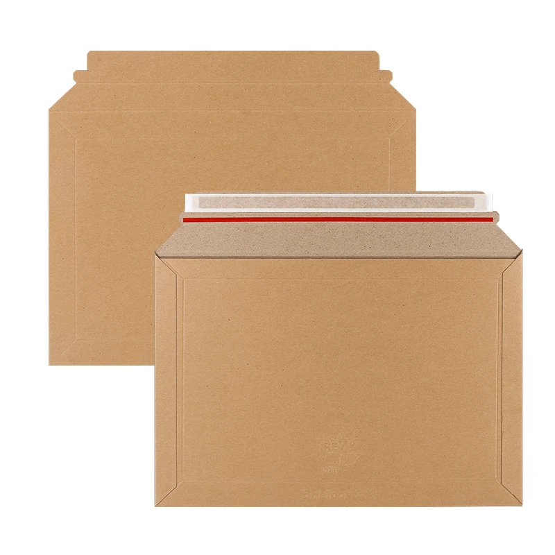 Recycle Mailer Customized Printed Recycled Expandable Kraft Paper Rigid Flat Cardboard Book Mailers Envelope for Packing