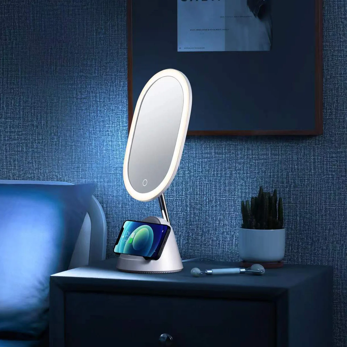 New Elegant Led Room Vanity Illuminated Makeup Mirror With Wireless