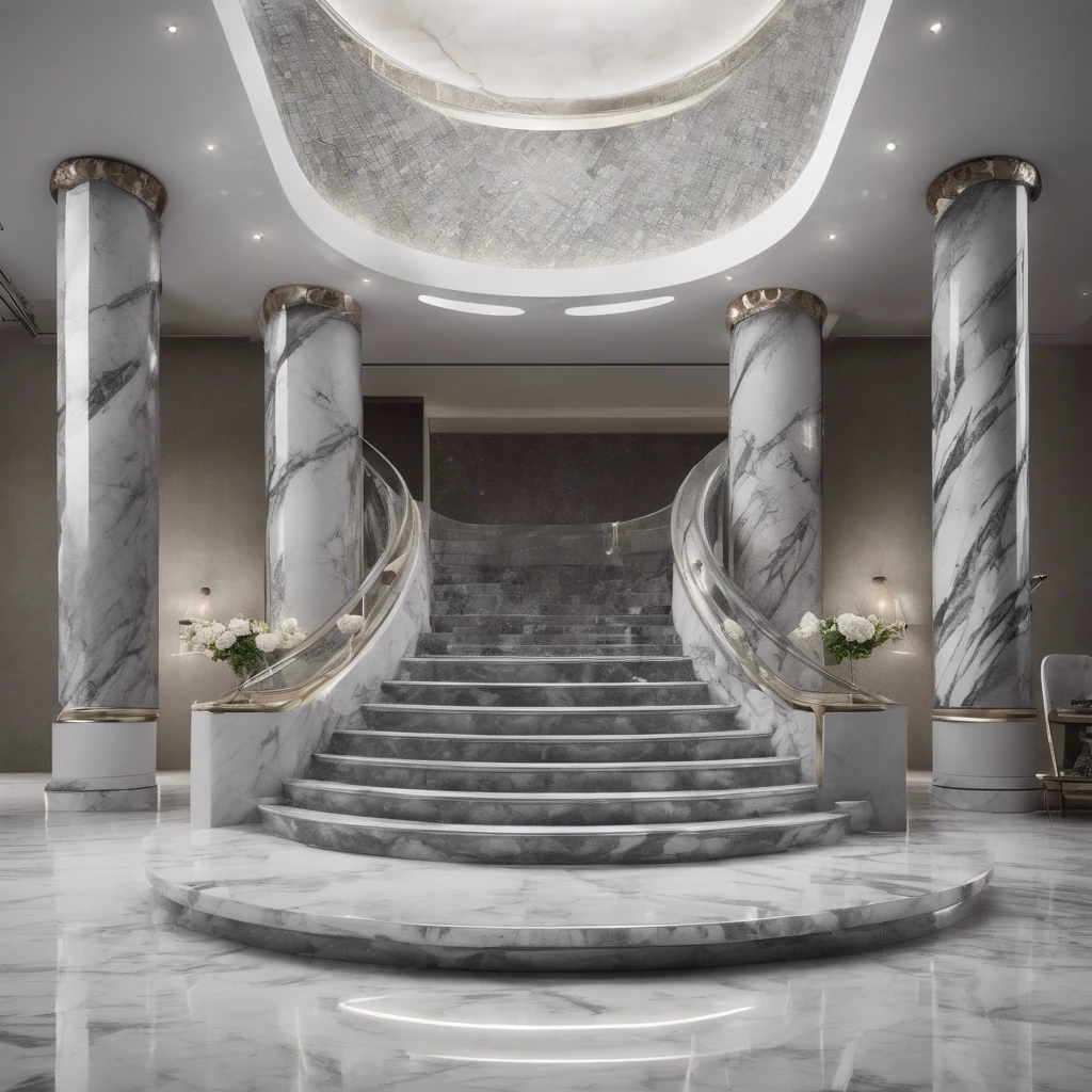 US-Australia Standard custom  granite marble staircase glass   Stainless steel handrail indoor stairs with led manufacture