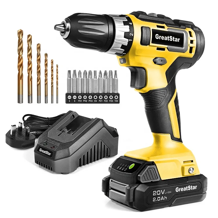 Greatstar 20V Аккумуляторная дрель шуруповерт Сверл с удвоенной скоростью беспроводной Наборы инструментов Combi Сверла Набор отверток с 16 шт. отвертка аксессуары