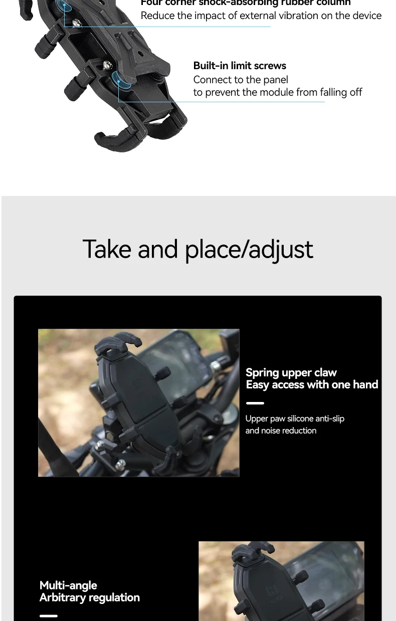 product sumu universal aluminum alloy phone mount holder shock absorbing anti theft screw stability dual port fast charging bicycle-4