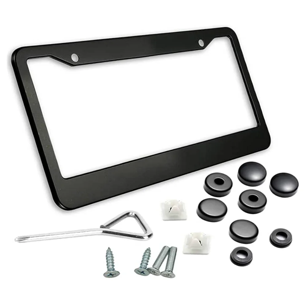 Solid Silicone Black License Plate Frame Covers Car Plate Bracket Holders. - Rust-Proof. Rattle-Proof. Weather-Proof