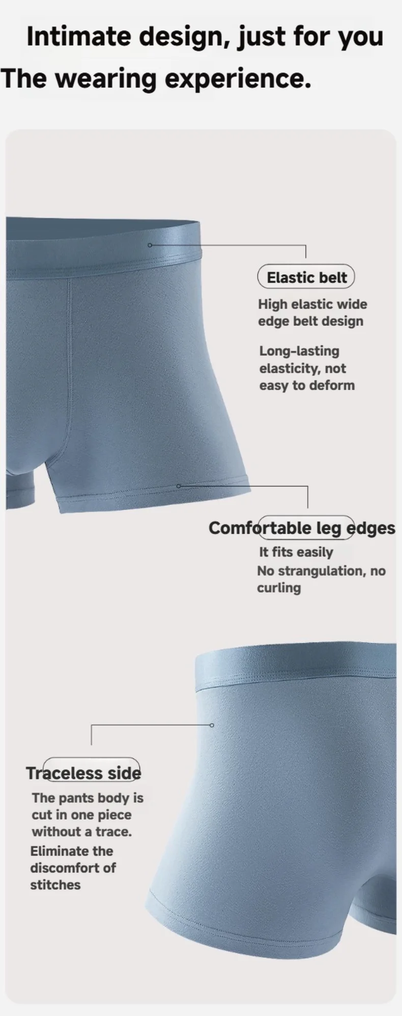 New Arrival Men's Underwear Breathable  Antibacterial Cotton Men's Boxer Briefs Cotton Men's Underpants Custom OEM Supplier
