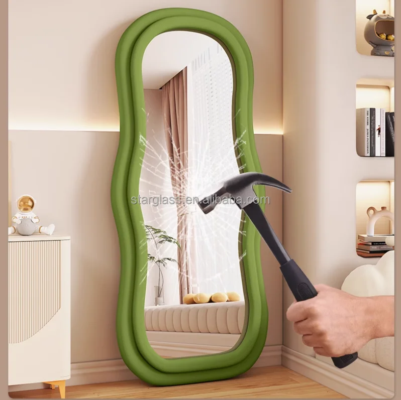 Custom Modern Style Luxury Arch Irregular Big Full Length Body Large Mirror Long Wavy Home Decor Wall Mirrors