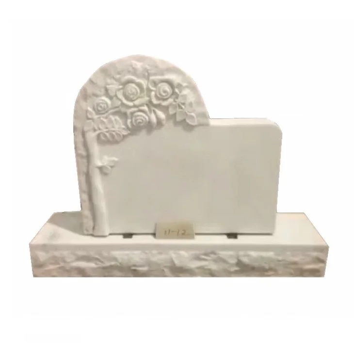 Dark Brown Granite Carving Engraving Flowers Shape Tombstone Europe Upright Headstone With Flower
