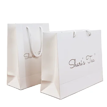 Custom Printed Cardboard Shopping Bag With Handles Garment White Cardboard Paper Shopping Bags With Your Own Logo