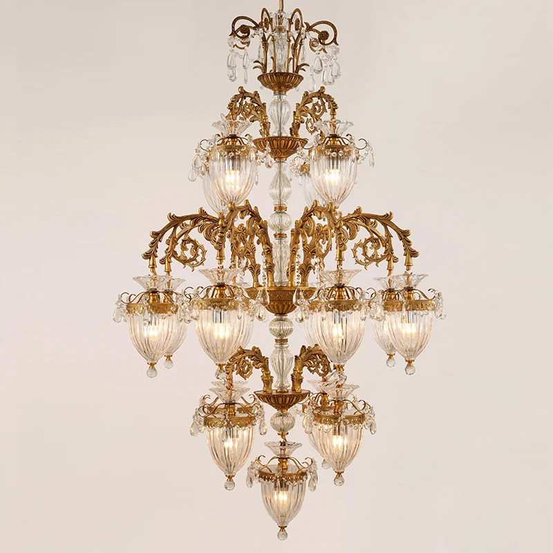 Jewellerytop European Classical Lighting Moroccan Style Pendant Light Antique Brass Stairwell Chandelier for Staircase