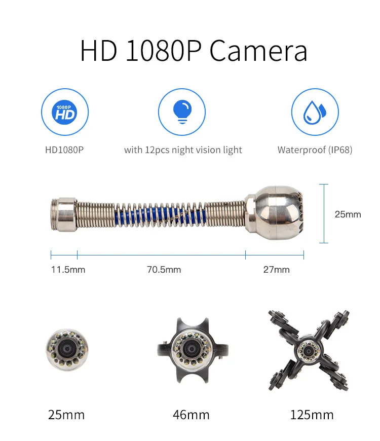 Factory Wholesale Sewer CCTV Pipe Camera 1080P Camera Waterproof IP68 9inch Screen Keyboard Industrial Video Inspection Camera manufacture