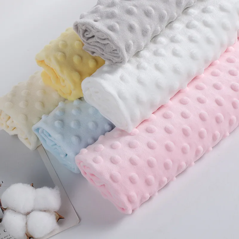 Amazon hot sale solid color 100% polyester soft dot minky fabric for baby blanket