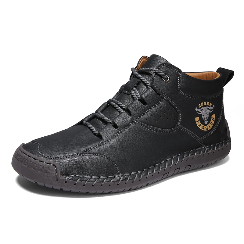 New Arrival Large Size Genuine Leather Handmade High Top Casual Leather Shoes