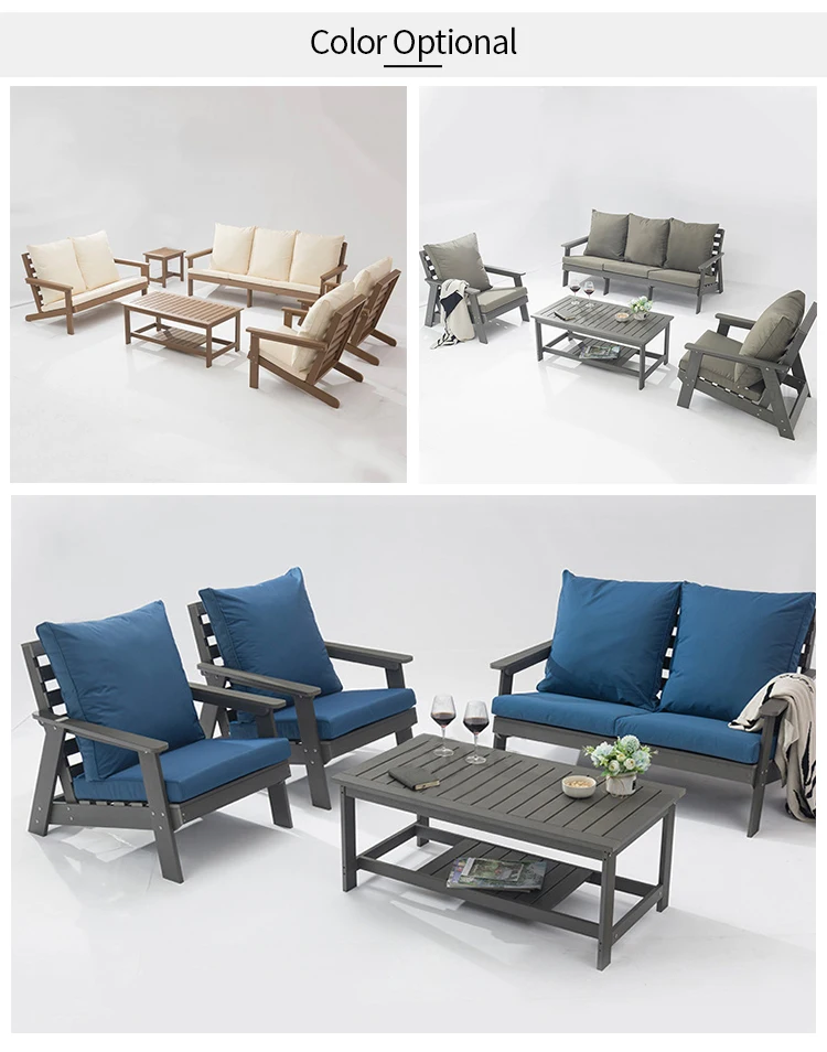 Garden Poly Wooden Sofa Set Treasure Furniture Sale Modern Outdoor Patio Furniture Manufacture