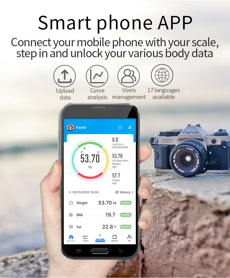 Smart Body Fat Scale Highly Accurate Bluetooth Digital Bathroom Body Composition Analyzer Measures Weight Body Fat