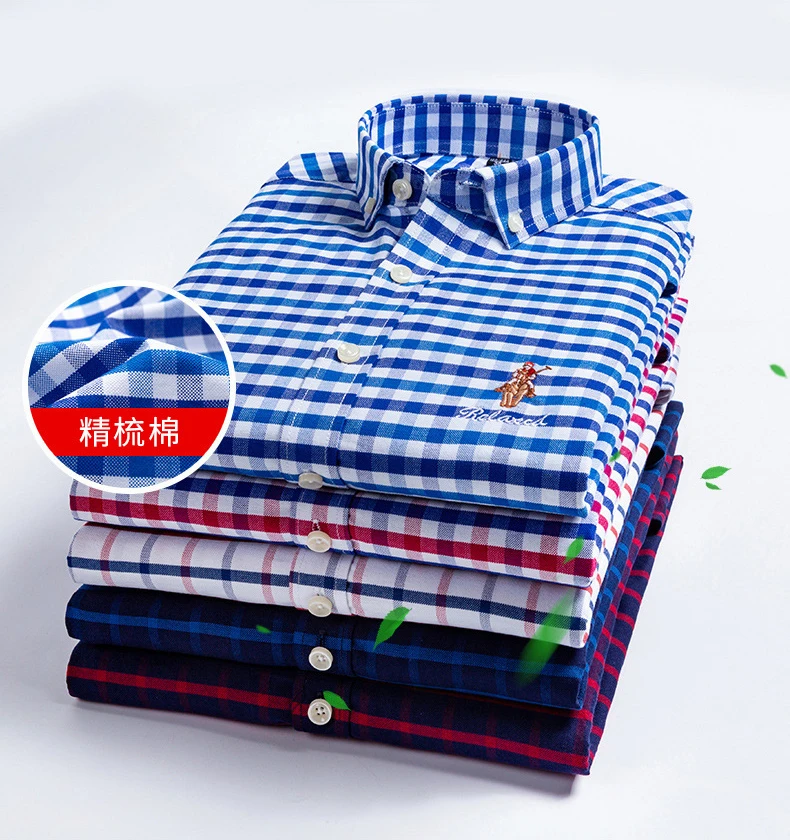 2020 New Spring Trendy Embroidered Oxford Plaid Shirts - Buy Plain ...