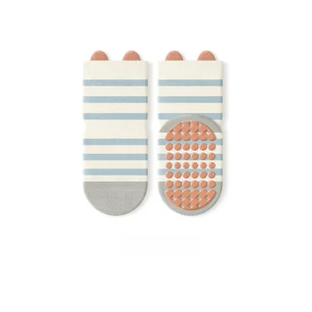 Spring New Product Cartoon Striped Children's Floor Socks with Anti-slip Toddling Socks.