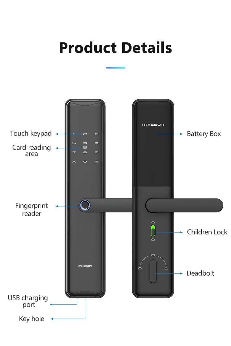 Mixsson M10 Digital Fingerprint Door Lock Security Handle Lock Touch