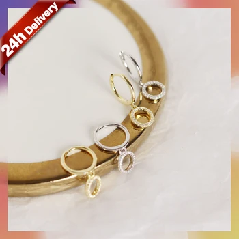 Dylam Minimalist Silver Zircon Sterling 925 Earring Womens Gold Plated Fashion Pendant Korean Style Bling Dainty Earrings Hoop