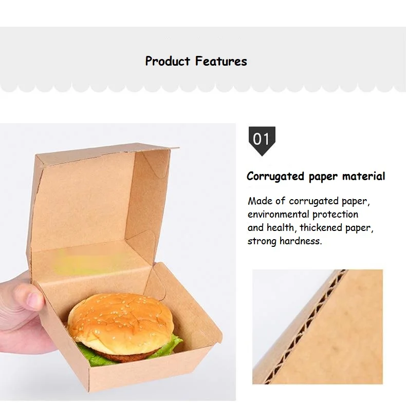 XYA Hamburger box disposable corrugated fried chicken snack chicken food packaging paper box thickened packaging box supplier