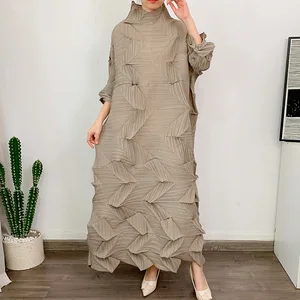 Miyake Pleated Factory Outlet Women's Casual Style Irregular Dress Loose Plus Size Belt Fashion Personality Pleated Dress