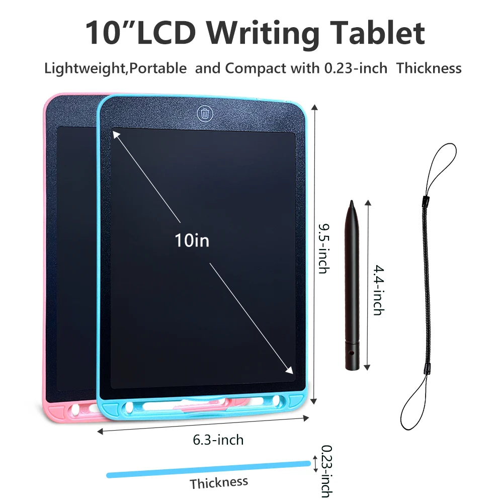 10-Inch Electronic LCD Writing Tablet Drawing Board Erasable Memo Pads for School and Office Use