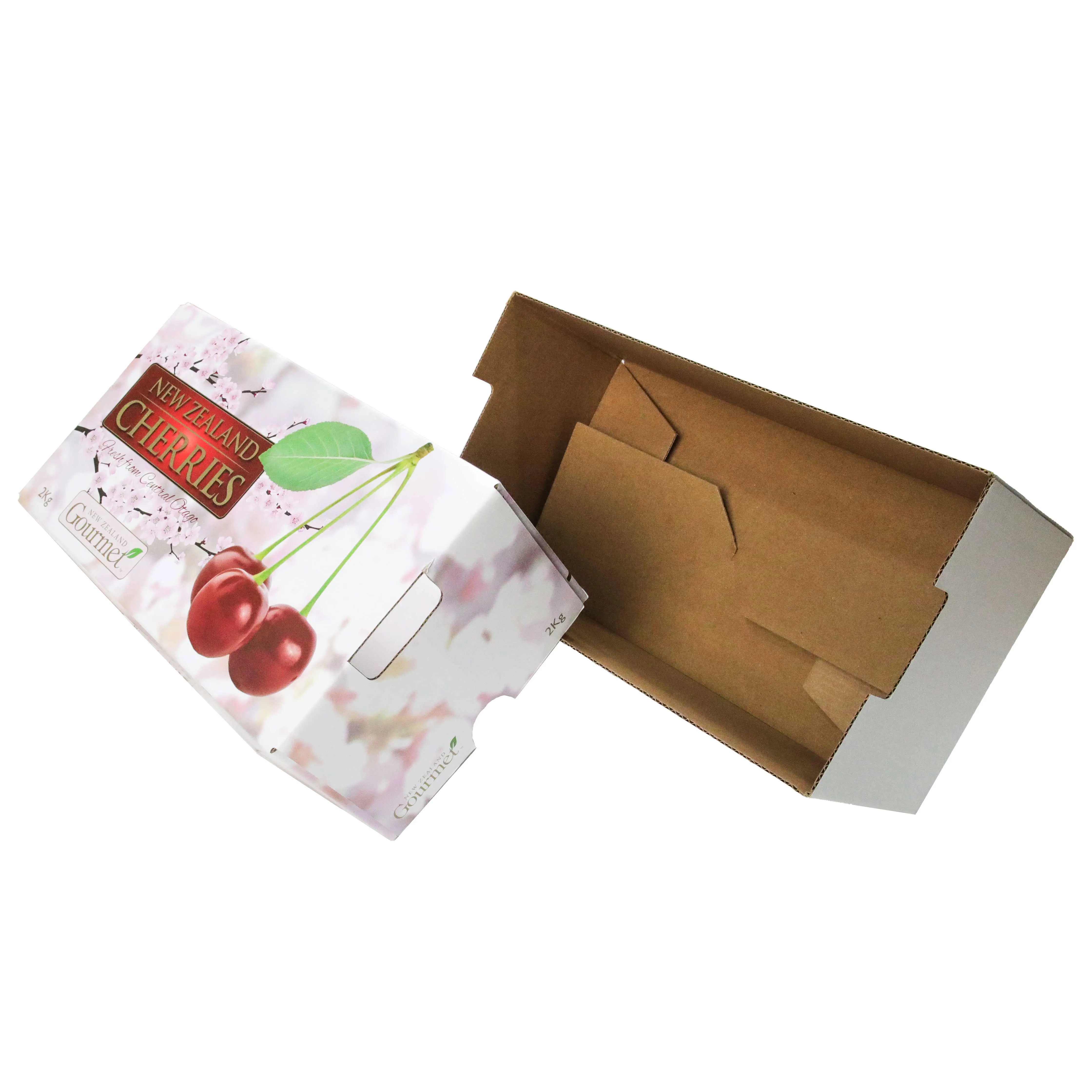 Custom Printed Cardboard Carton Fresh Fruit Storage Corrugated Shipping Packaging Berry Cherry Fruit Package Box 2.5kg/5kg/10kg
