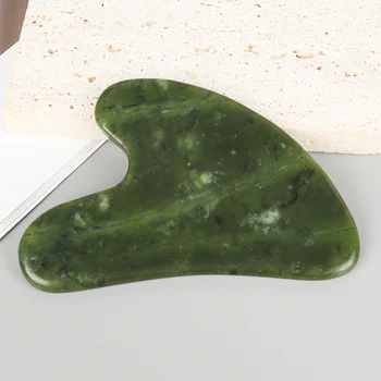 Helu Jade Beauty Neck and Face Care Massage Tool Natural Stone Crystal Heart Scraping Board for Safe Skin and Eye Gua Sha
