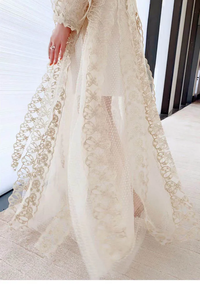 LY1627 New 2024 Korean Chic Elegant Design Long Sleeve Lace Dress Two ...