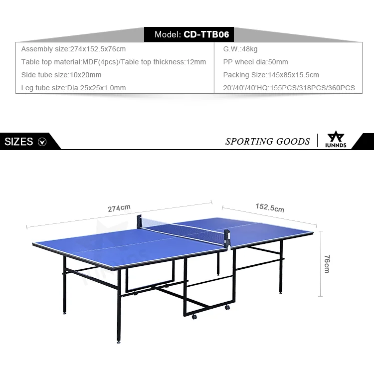 IUNNDS Portable Table Tennis Table Foldable Standard
