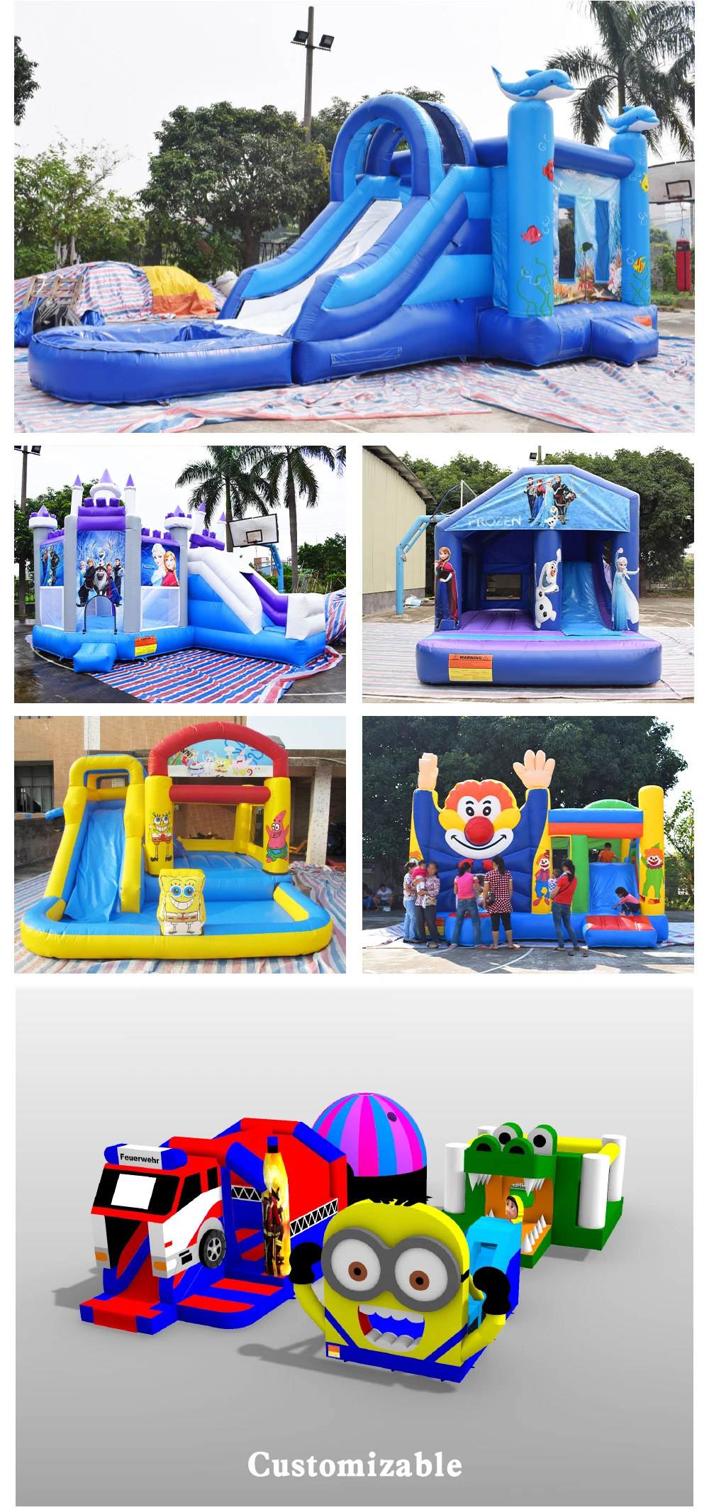 CH Custom Outdoor Bouncy Inflatable combo water Slides Bounce Car Playground Big Commercial Kids games Inflatable Slides supplier