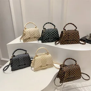 New Korean Style Textious Shoulder Portable Small Square Bag Printed Letter Large Capacity Casual Crossbody Bag for Women