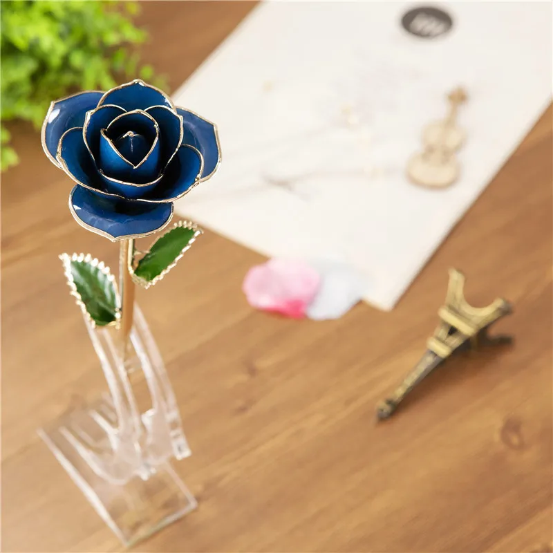 Rosa A Gambo Lungo Eterna Placcata Oro 24k, 29 Cm, In Vera Rosa, Regalo Per San Valentino, Anniversario, Donna - 2