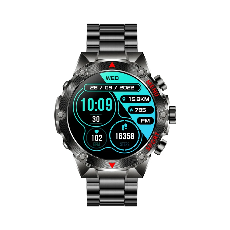 H27 Smart Watch AMOLED Screen Rotary Encoder Fitness Bracelet Tracker with Blood Pressure Blood Oxygen Dafit Smartwatch Factory
